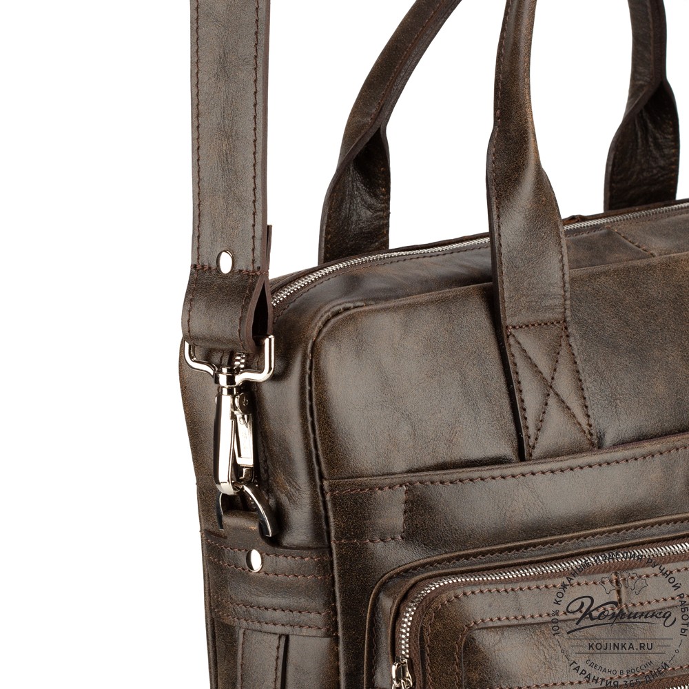 Кожаная деловая сумка "Гильермо" (коричневая наппа) 
