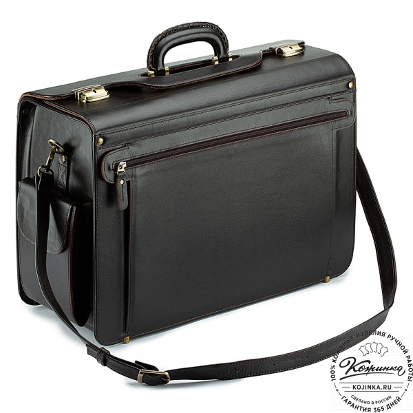 Кожаный портфель-кофр "Аркадий" (тёмно-коричневый). фото 1