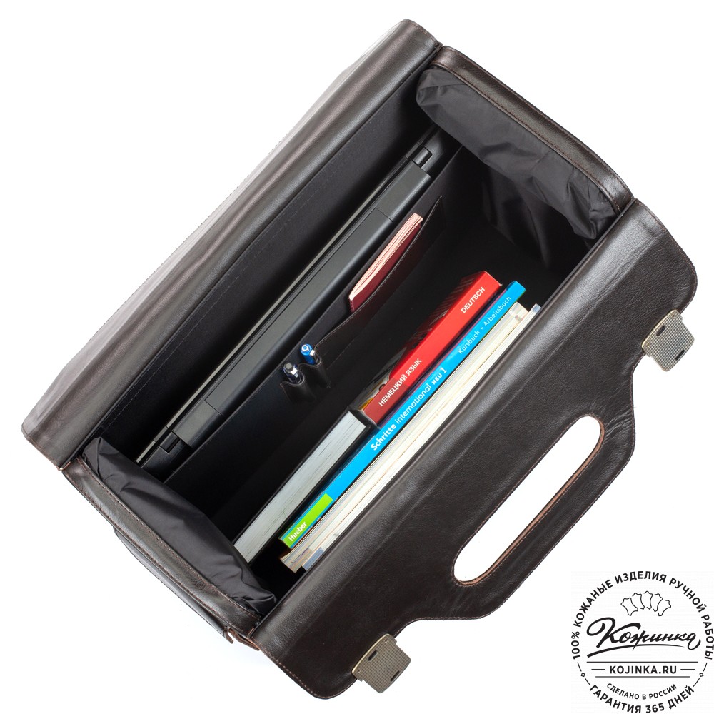 Кожаный портфель-кофр "Аркадий" (тёмно-коричневый)