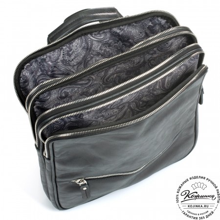 Кожаный рюкзак-сумка "Майя" (чёрный)