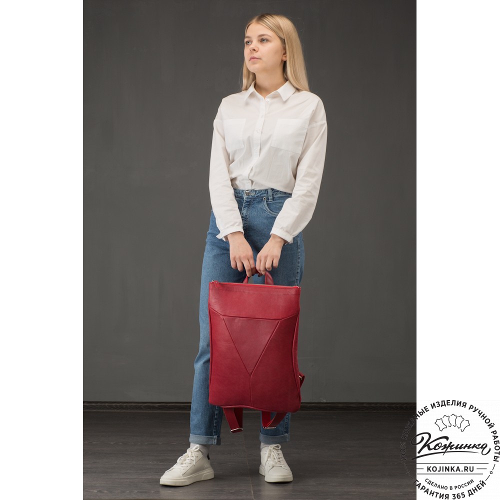 Кожаный рюкзак "Ария" (чёрный гладкая кожа)