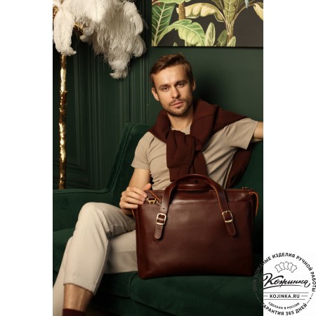 Кожаная деловая сумка "Франклин" (синий крейзи)