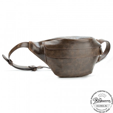 Кожаная сумка на пояс "Камиль" (коричневая наппа) 