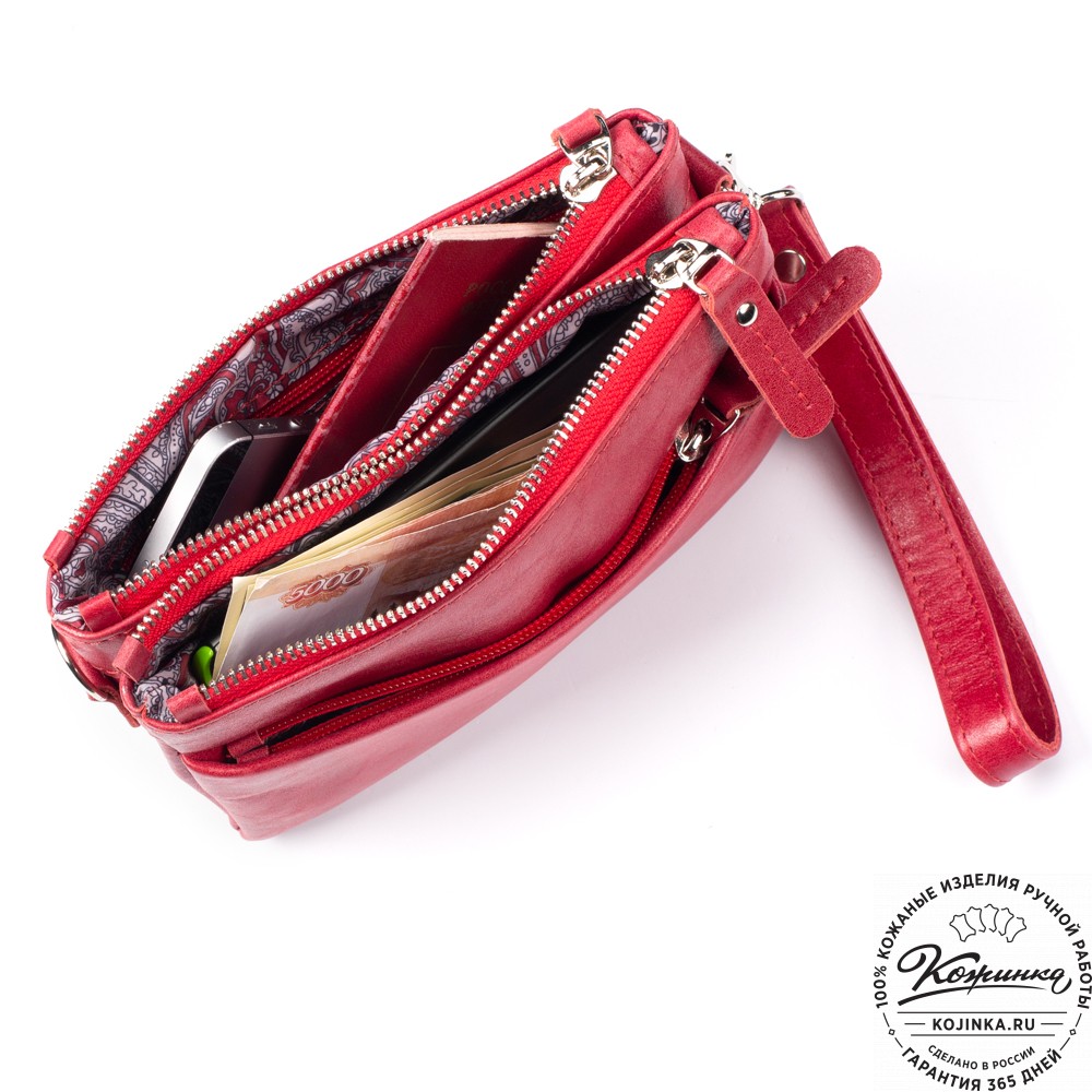 Женская кожаная сумка "Хельга" (красная)