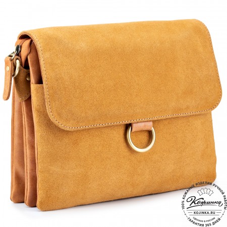 Женская сумка из кожи и замши  "Мишель" (рыжая)