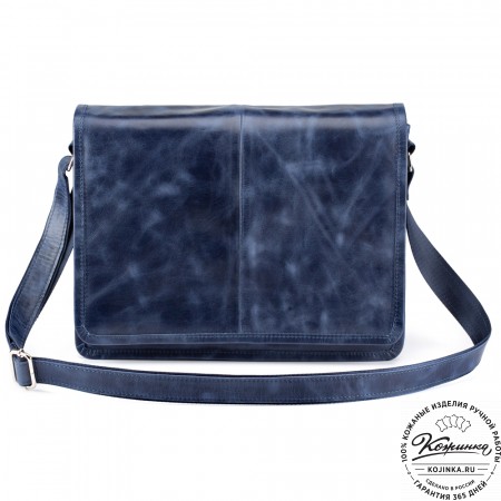 Кожаная сумка "Винсент" (синий антик)