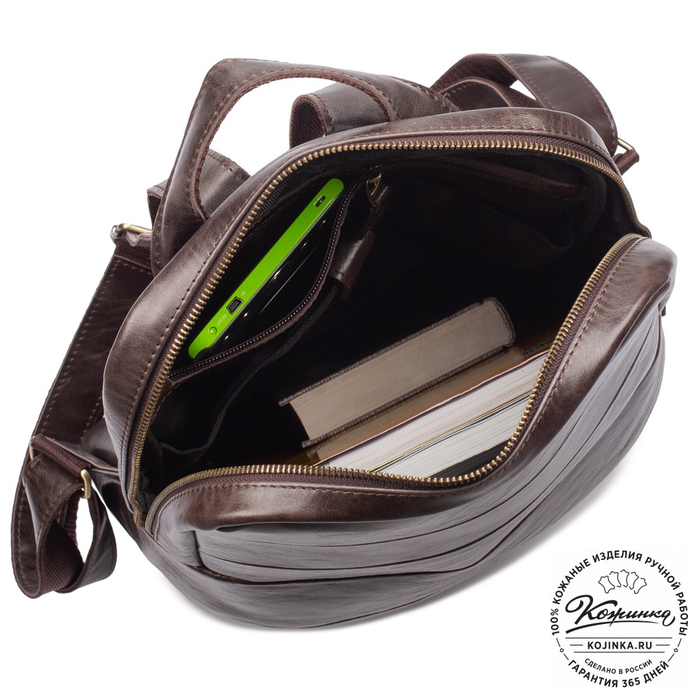 Кожаный рюкзак "Беверли" (тёмно-коричневый антик)