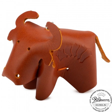 Кожаный брелок "Бычок" (рыжий)