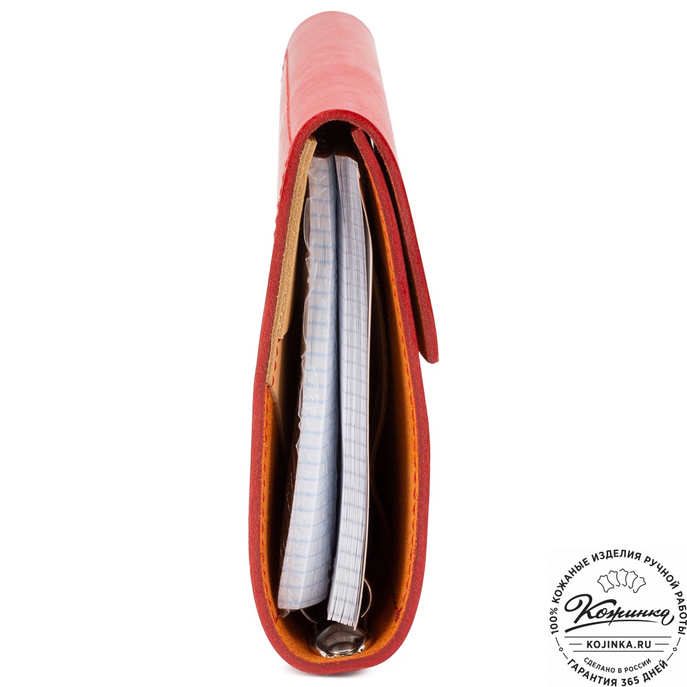 Кожаный ежедневник на кольцах "Джексон" (красный)