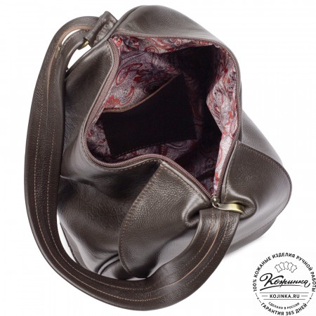 Кожаный рюкзак-сумка "Микки" (тёмно-коричневый)