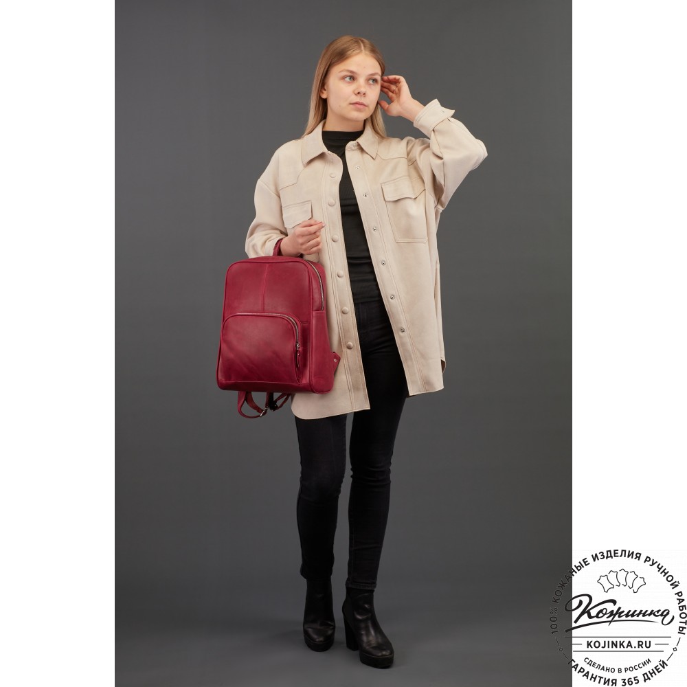 Кожаный рюкзак "Пандора" (хаки гладкая кожа)