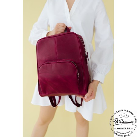 Кожаный рюкзак "Пандора" (хаки гладкая кожа)