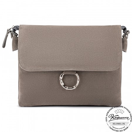 Женская сумка из кожи и замши "Мишель" (серая)