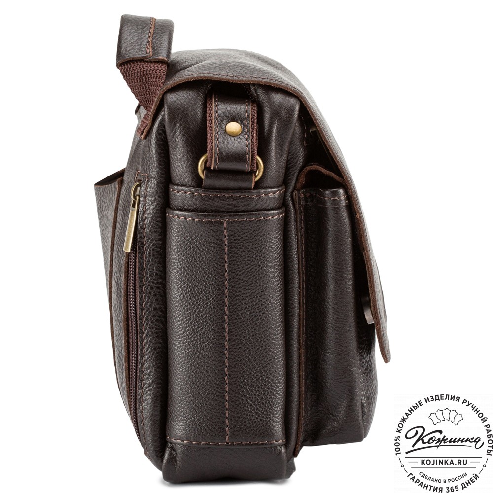 Кожаная сумка через плечо "Шерлок" (тёмно-коричневая)