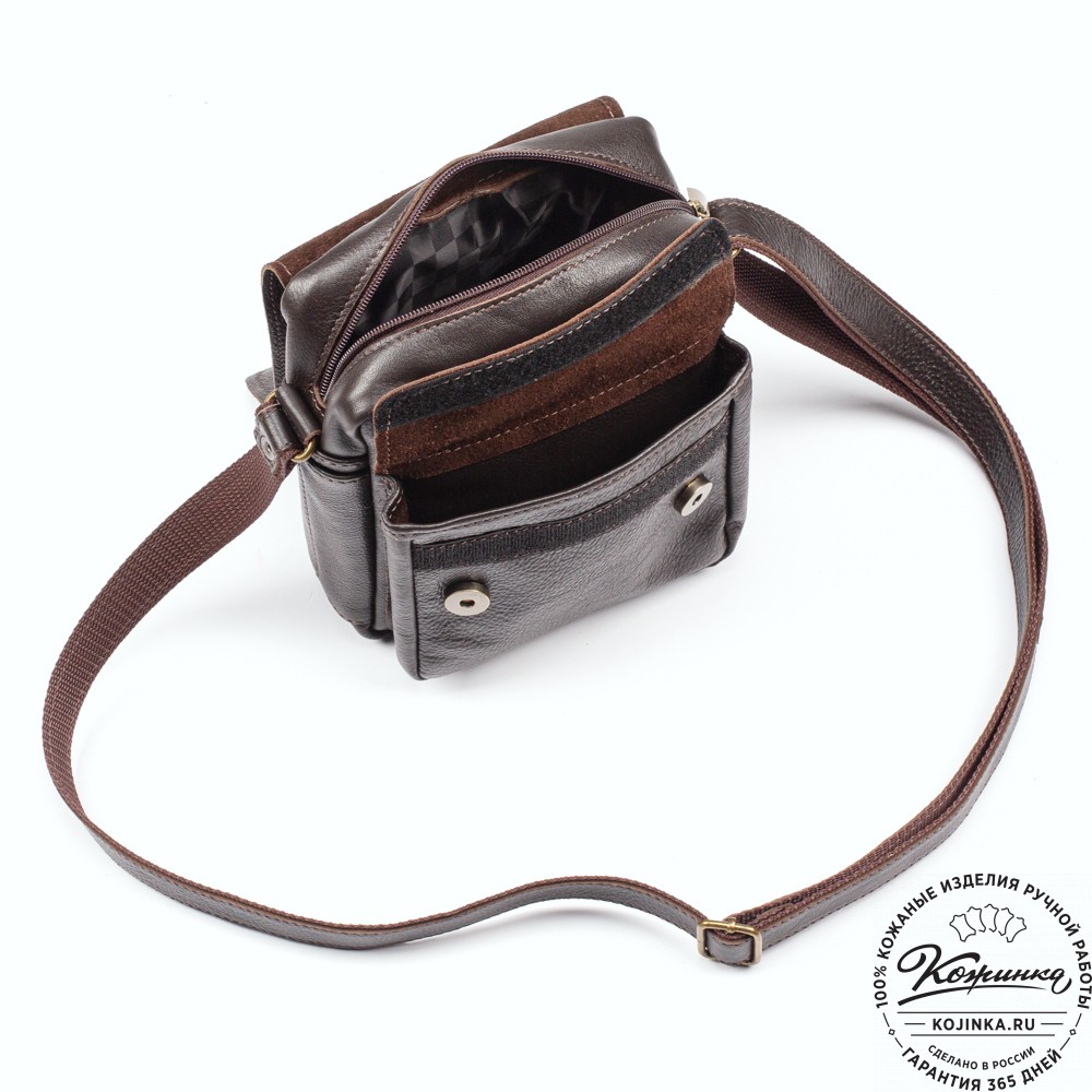 Кожаная сумка через плечо "Шерлок" (тёмно-коричневая)