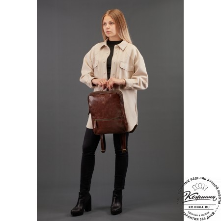 Кожаный рюкзак-сумка "Майя" (чёрный)