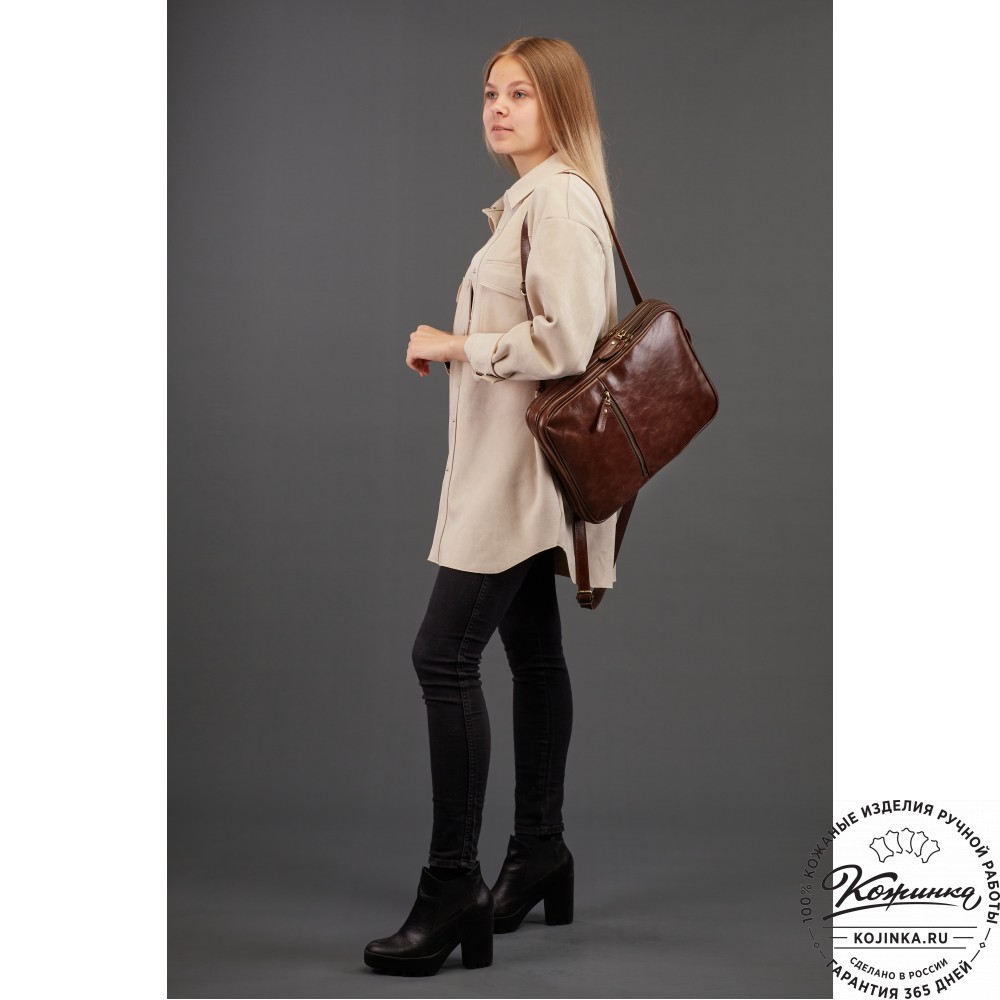 Кожаный рюкзак-сумка "Майя" (чёрный)