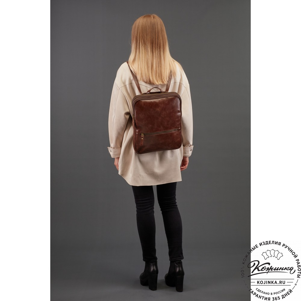 Кожаный рюкзак-сумка "Майя" (чёрный)