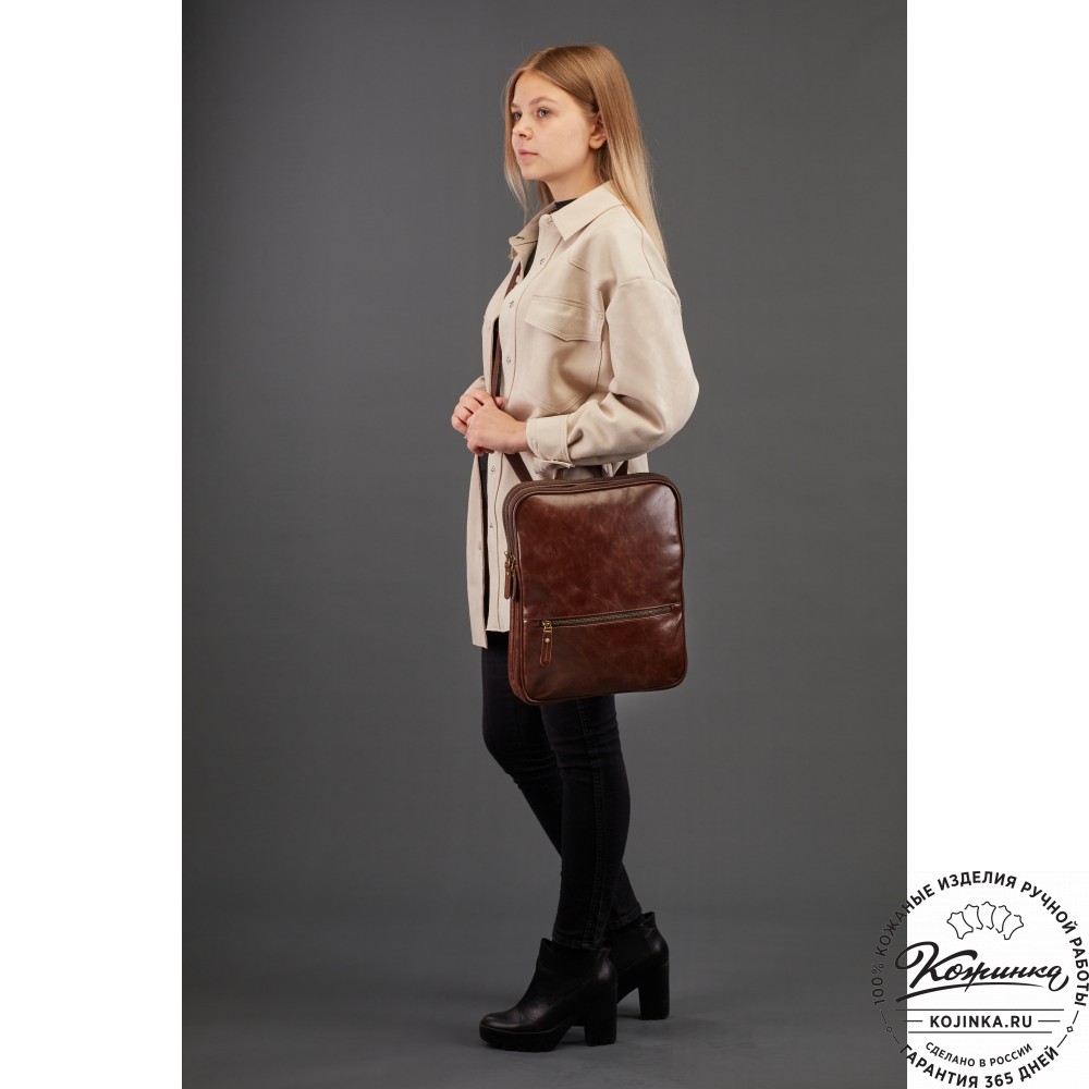 Кожаный рюкзак-сумка "Майя" (чёрный)