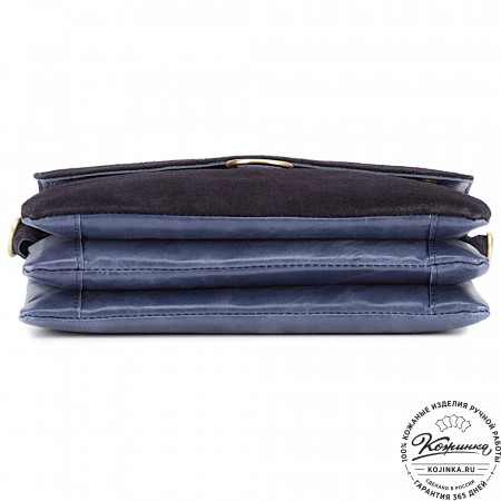 Женская сумка из кожи и замши  "Мишель" (синяя)