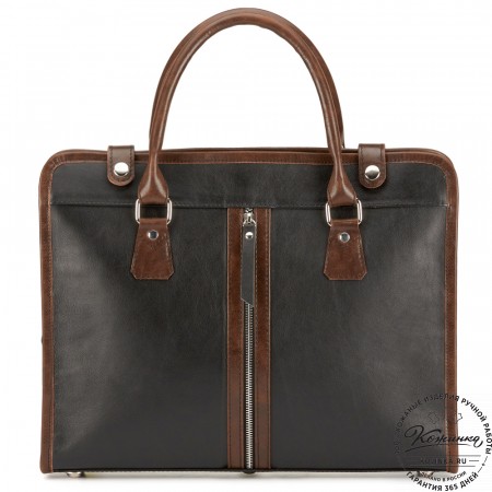 Кожаная деловая сумка "Юстин" (чёрная)