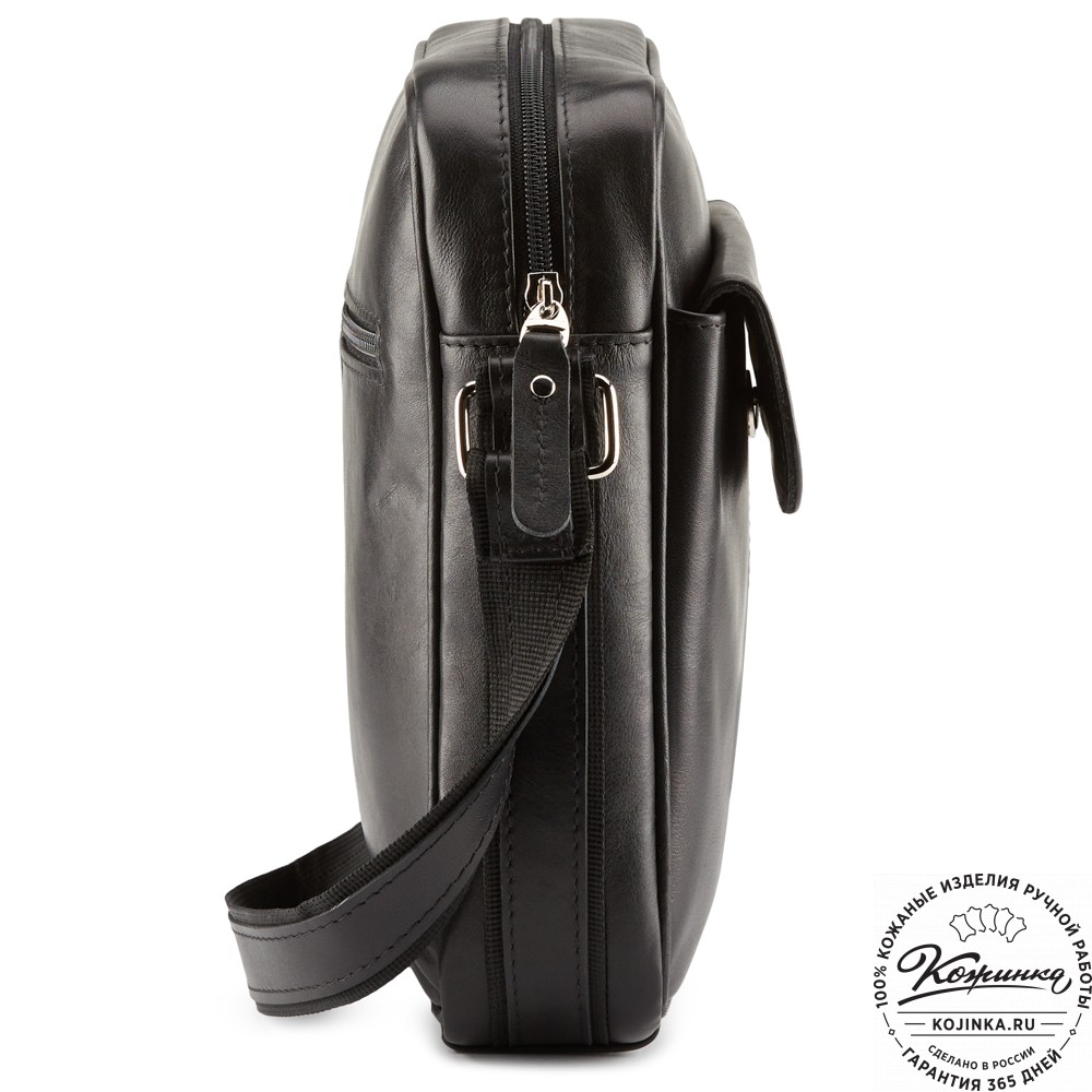 Кожаная сумка "Канада" (чёрная гладкая кожа)