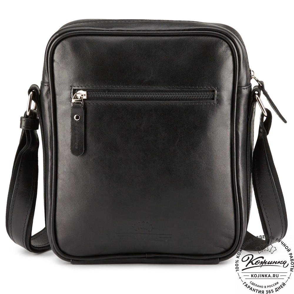 Кожаная сумка "Канада" (чёрная гладкая кожа)