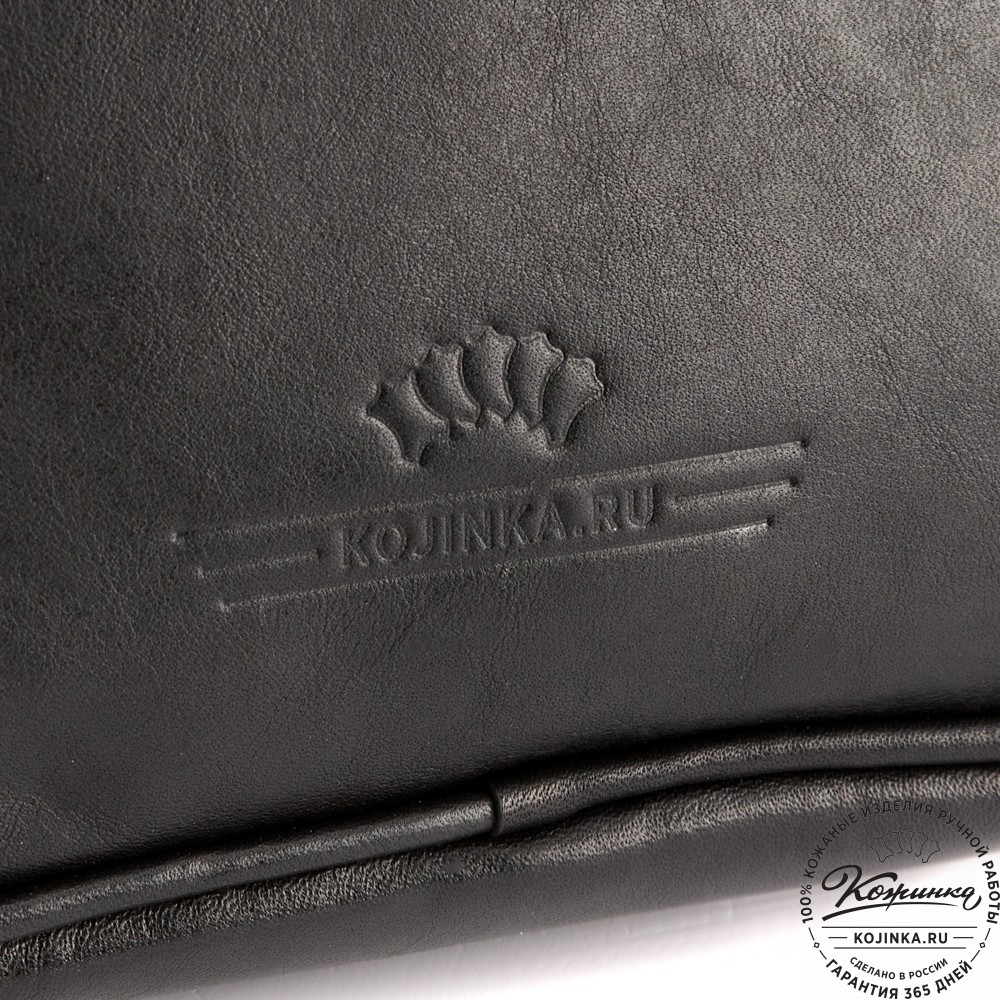 Кожаная сумка "Канада" (чёрная гладкая кожа)