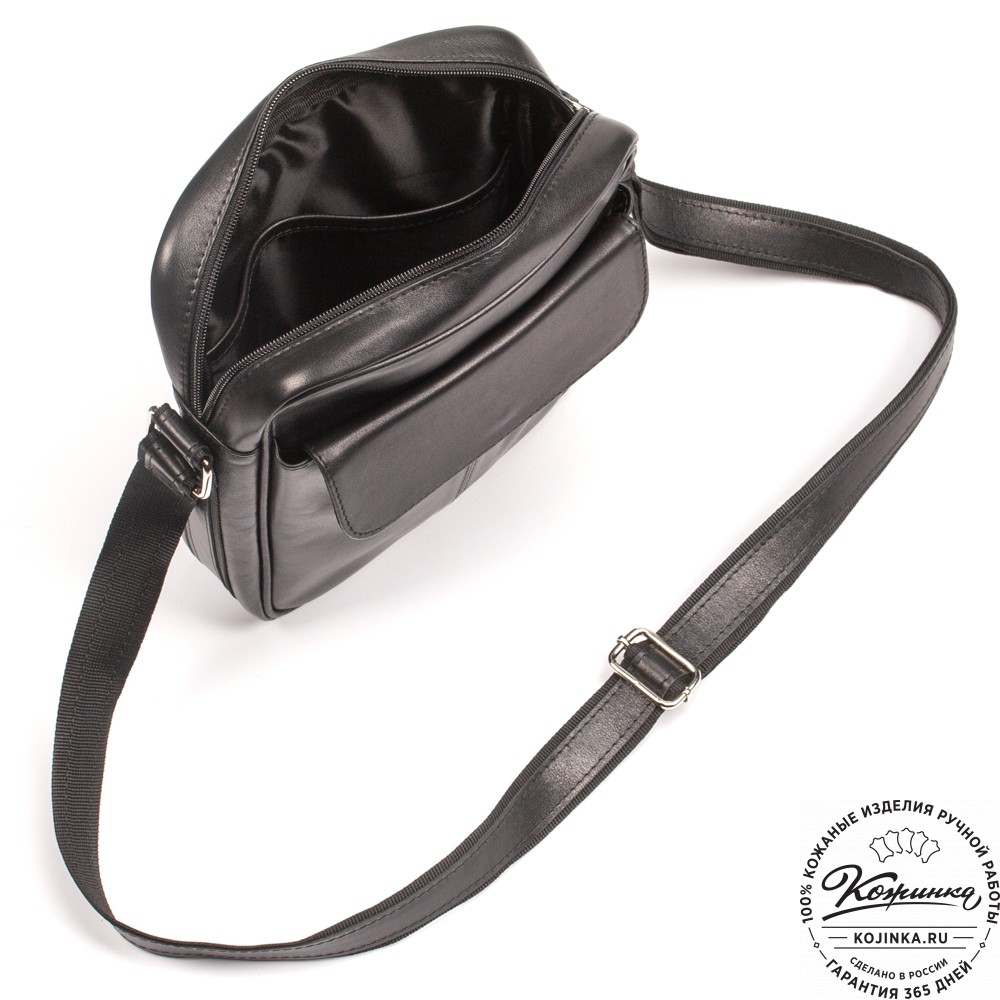 Кожаная сумка "Канада" (чёрная гладкая кожа)