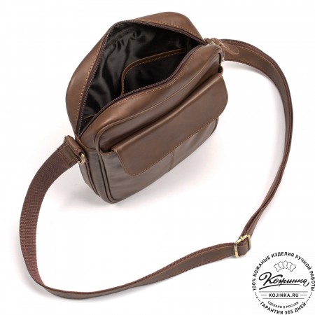 Кожаная сумка "Канада" (коричневая гладкая кожа)