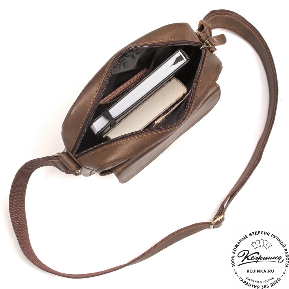 Кожаная сумка "Канада" (коричневая гладкая кожа)