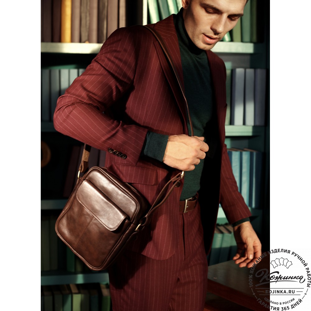 Кожаная сумка "Канада" (чёрная гладкая кожа)