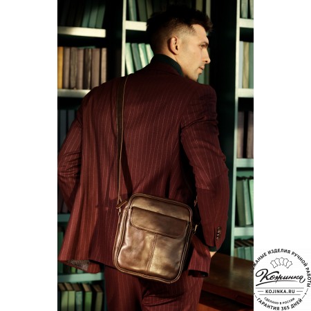 Кожаная сумка "Канада" (чёрная гладкая кожа)