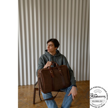 Кожаная дорожная сумка "Бристоль" (коричневая крейзи фактура)
