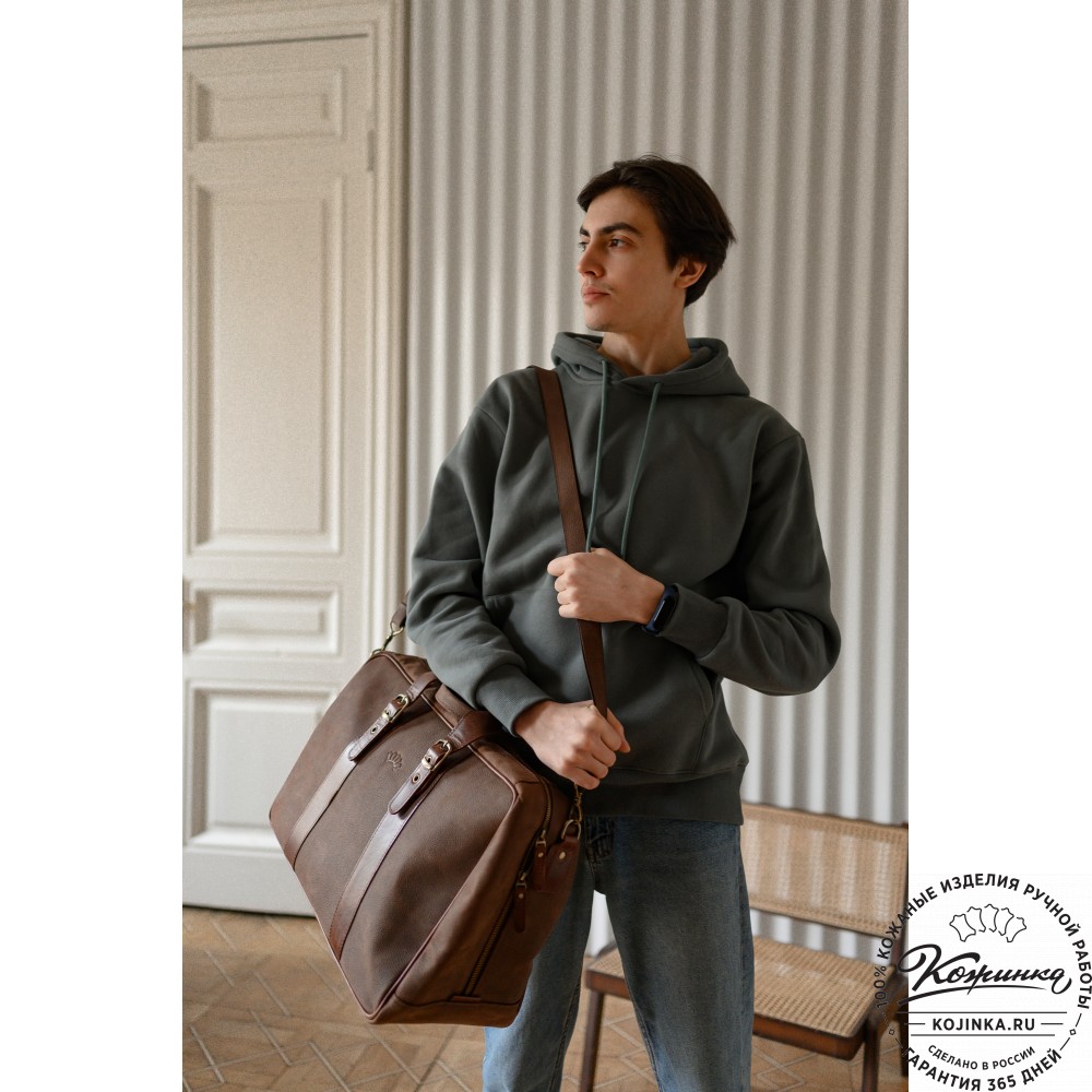 Кожаная дорожная сумка "Бристоль" (коричневая крейзи фактура)