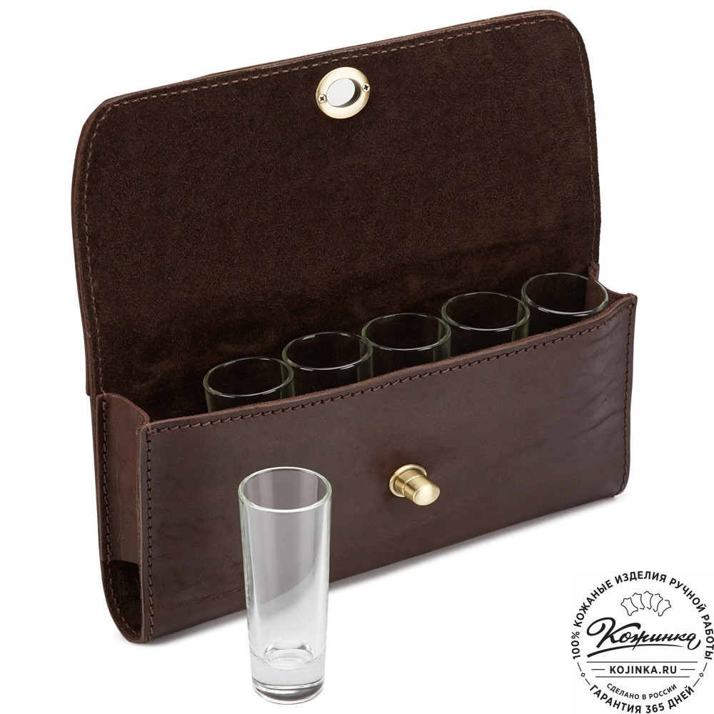 Кожаная рюмочница (коричневая)