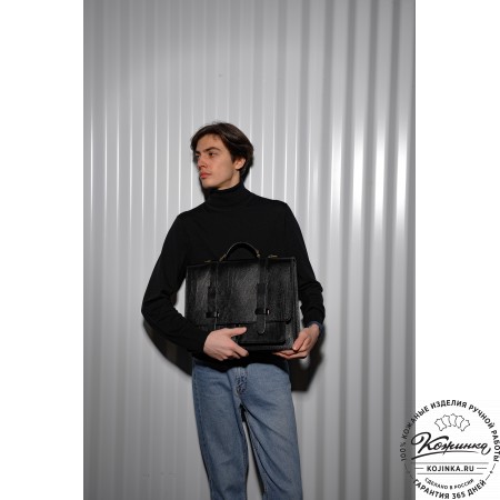 Деловой кожаный портфель "Сингл-Нью" (коричневый)