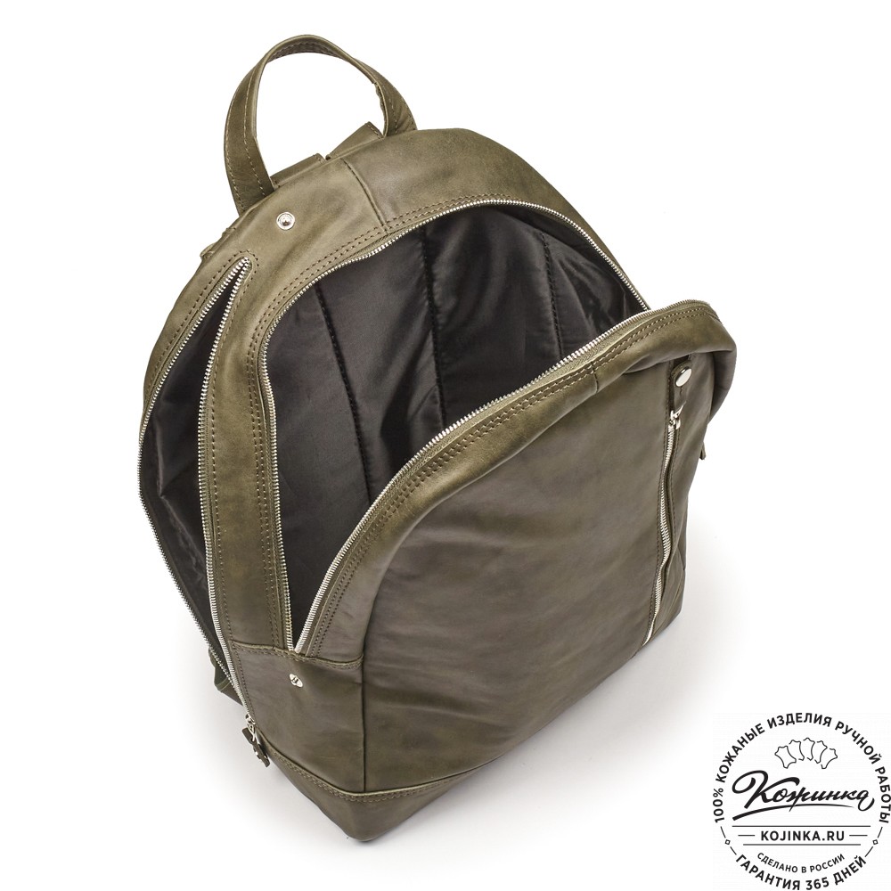 Кожаный рюкзак "Дрезден" (хаки гладкая кожа)