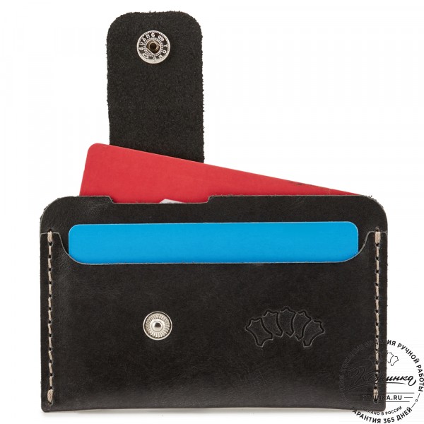 Кожаная визитница "Уэльс" (чёрная). фото 1