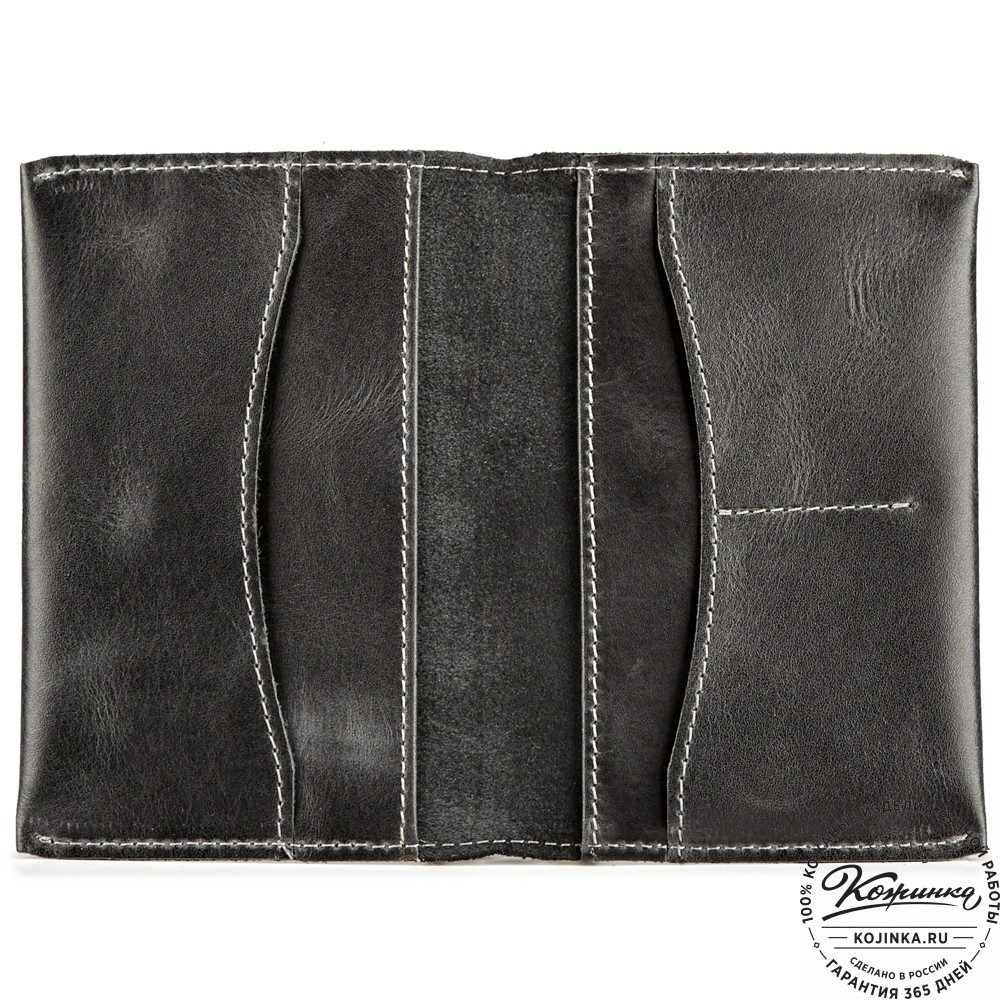 Кожаная обложка на паспорт "Ванкувер" (чёрная)