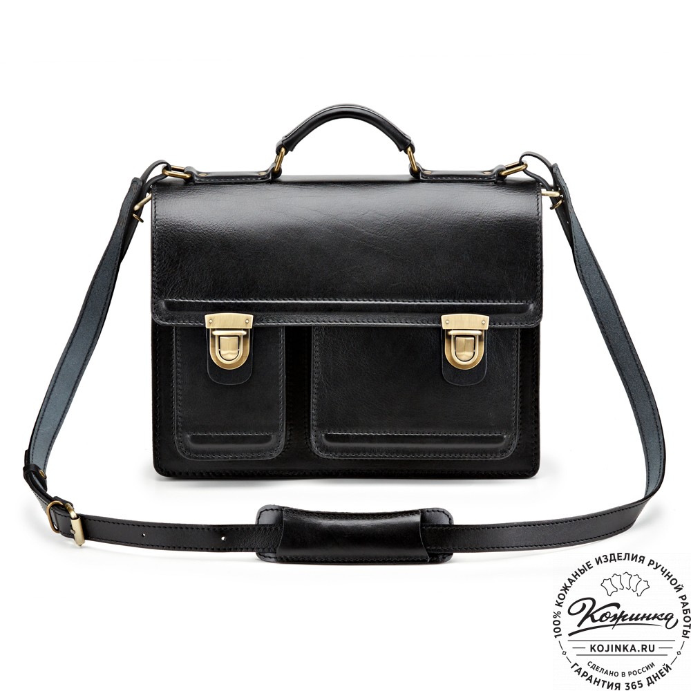 Мужской кожаный портфель "Оптима II" (чёрный)