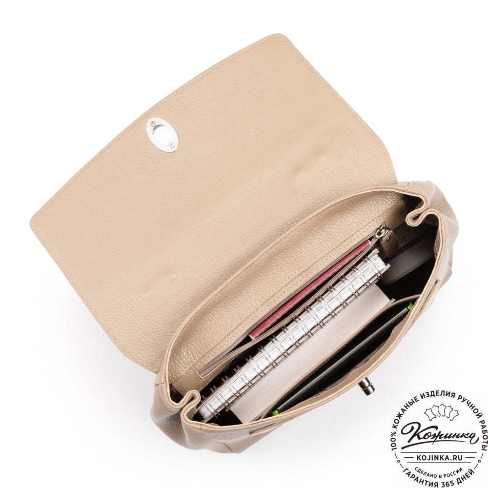 Женская кожаная сумка "Эстель" (бежевая)