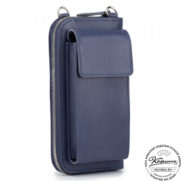 Кожаный клатч "Чукотка" (синий) . фото 1