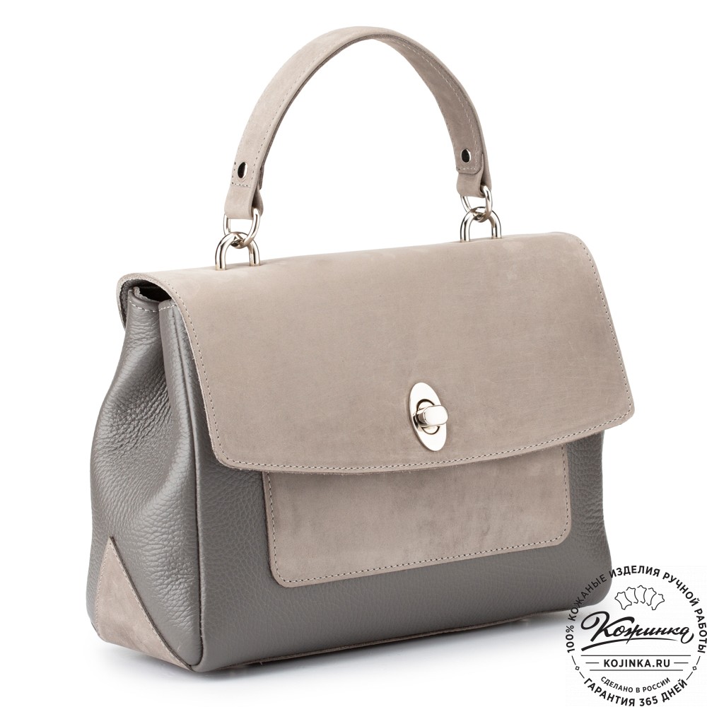 Женская кожаная сумка "Эстель" (серая)