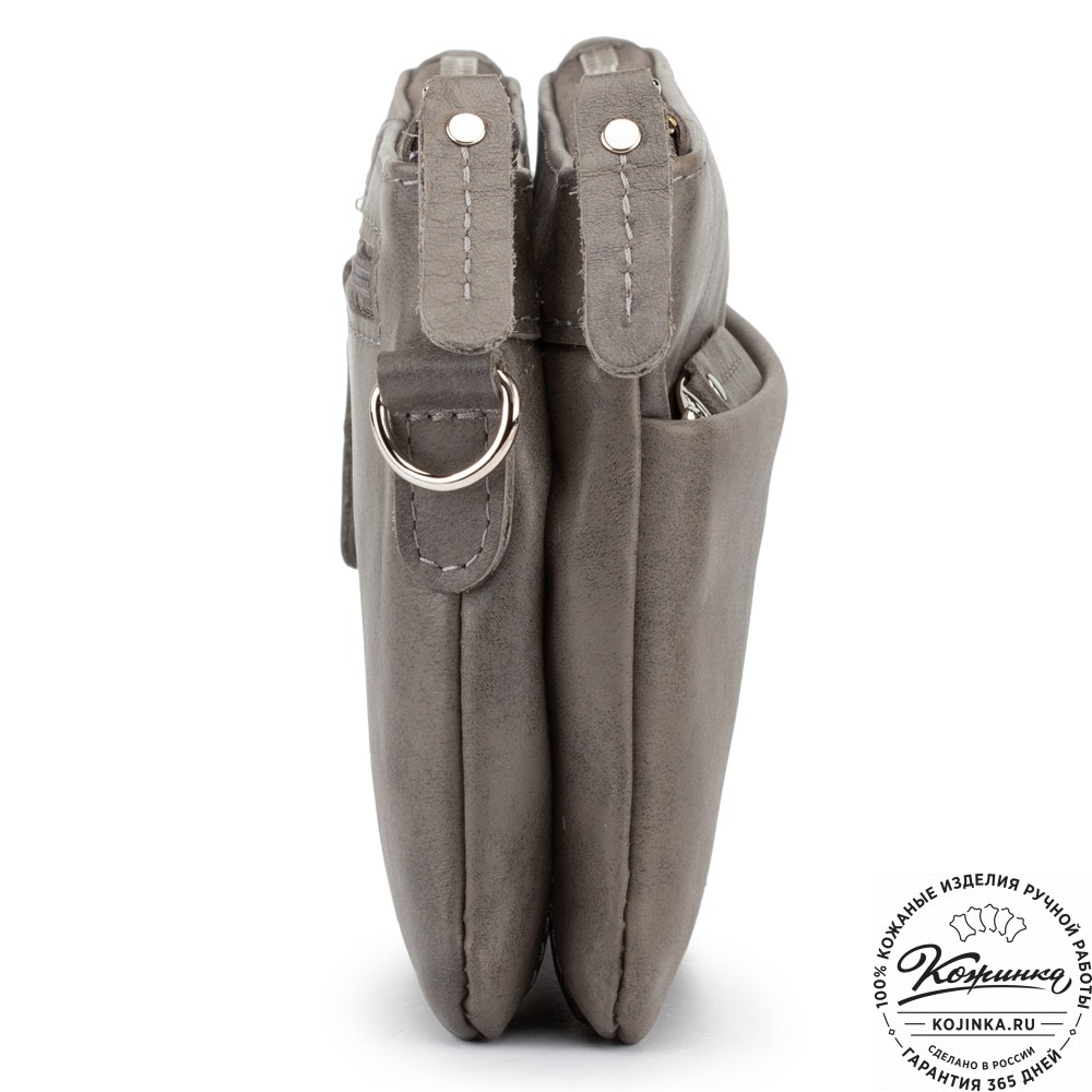 Женская кожаная сумка "Хельга" (серая гладкая кожа)