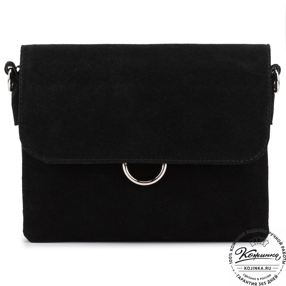 Женская сумка из кожи и замши  "Мишель мини" (чёрная)