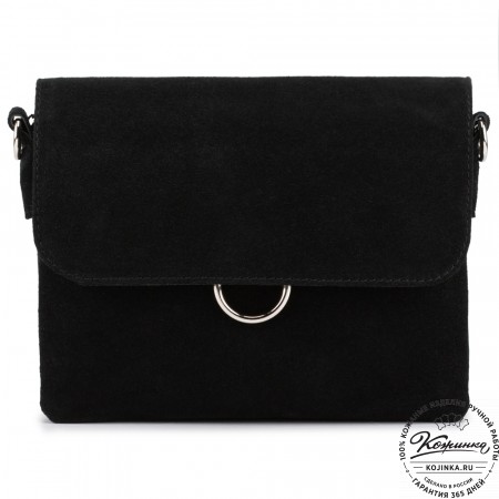 Женская сумка из кожи и замши  "Мишель мини" (чёрная)