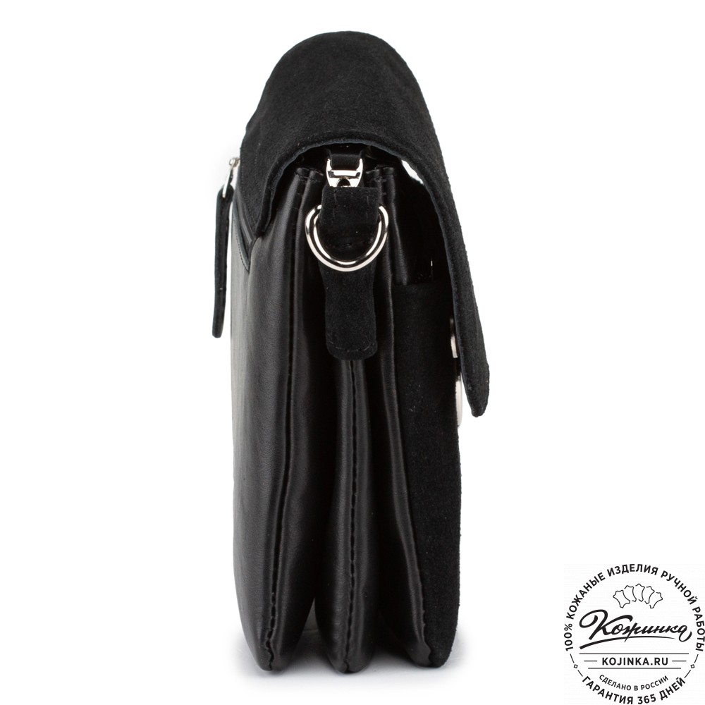 Женская сумка из кожи и замши  "Мишель мини" (чёрная)