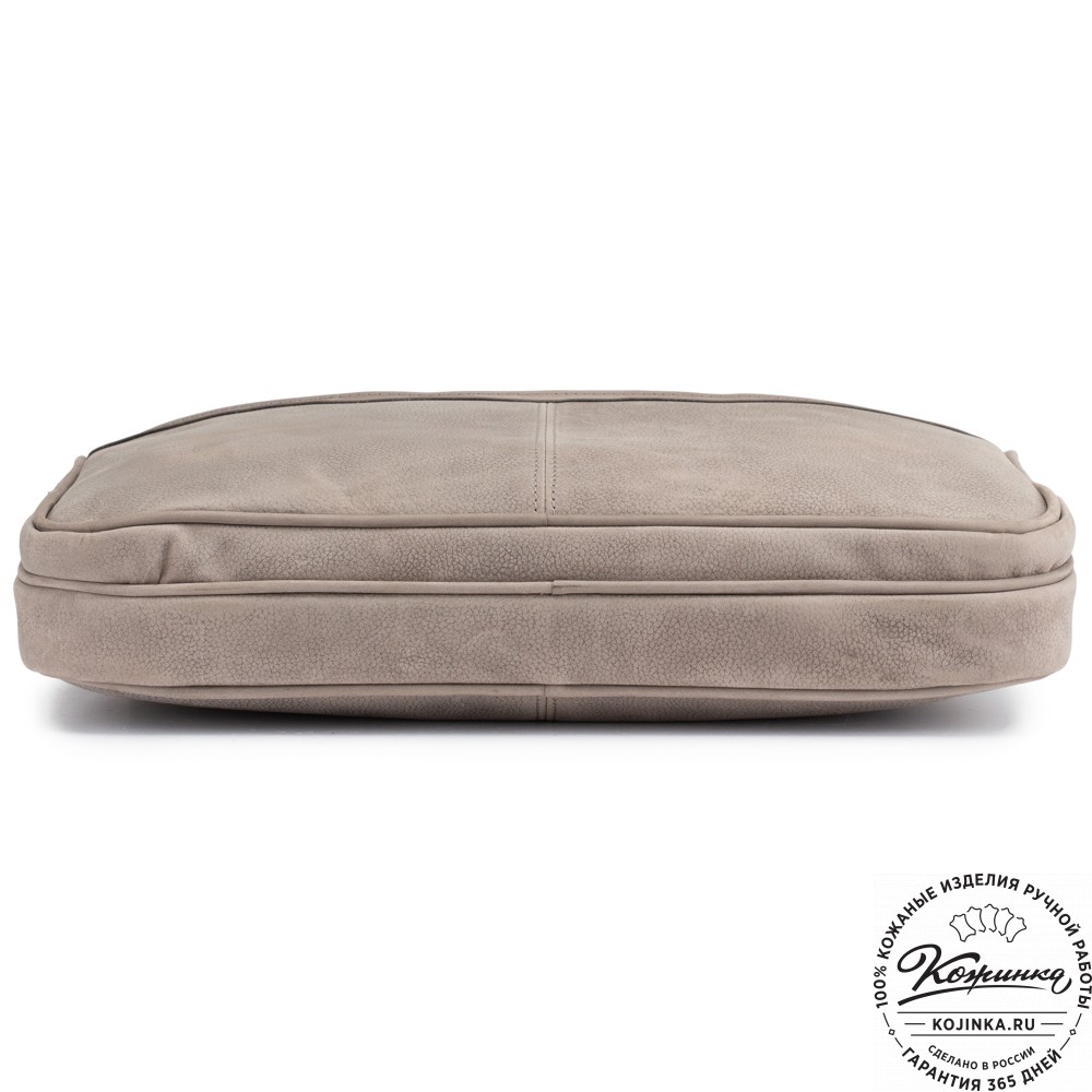 Деловая кожаная сумка "Рудольф" (серый крейзи фактура)