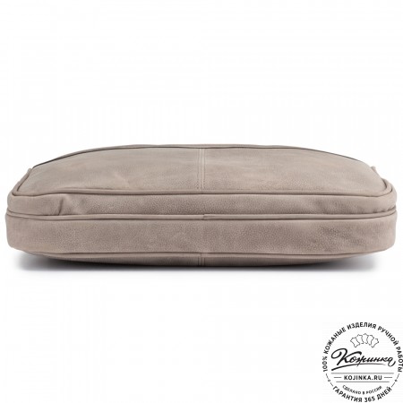 Деловая кожаная сумка "Рудольф" (серый крейзи фактура)